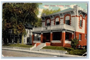 DPO Kent Iowa IA Postcard Elk's Home House Scene Street 1915 Posted Antique