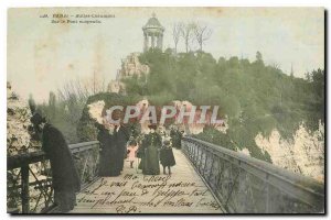 Old Postcard Paris Buttes Chaumont On the Suspension Bridge
