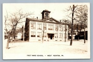 WEST NEWTON PA FIRST WARD SCHOOL VINTAGE REAL PHOTO POSTCARD RPPC