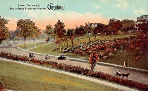CLEVELAND OHIO~LOWER BOULEVARD-SOUTH FROM SUPERIOR AVENUE~1910s POSTCARD