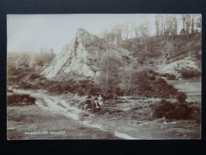 Worcestershire HABBERLEY VALLEY shows 3 ladies picking flowers - Old RP Postcard