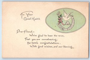 c1910's Masonic Oddfellows Daughters Rebekahs Dove Flowers Antique Postcard