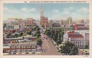 Ohio Columbus Looking West On Broad Street From Memorial Hall