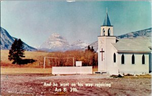 C1960s Drive-In Chapel Bellevue Alberta Postcard Crows Nest Mountain Religious