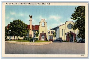 Cape May New Jersey Postcard Baptist Church Soldiers Monument Road c1940 Vintage