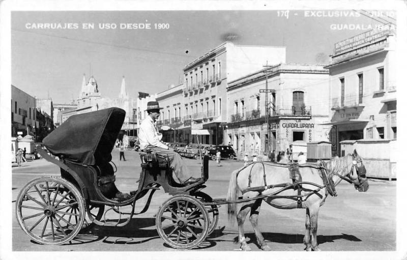 Guadalajara Jalisco Mexico view of horse and carriage real photo pc Z11997