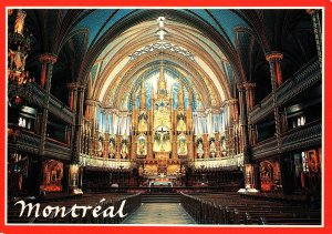 CONTINENTAL SIZE POSTCARD NOTRE DAME BASILICA MONTREAL QUEBEC CANADA Y2