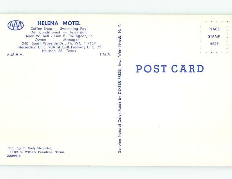 Unused Pre-1980 MOTEL SCENE Houston Texas TX hk0536@