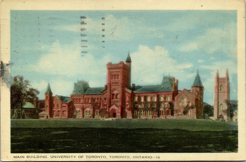 Vtg 1940's University of Toronto Main Building Ontario Canada Postcard
