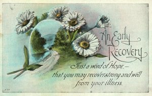 Vintage Postcard 1910's An Early Recovery Just a Word of Hope Get Well Greeting