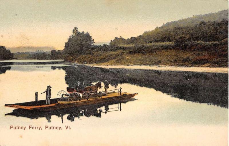 Putney Iowa Ferry Horse Carriage Waterfront Antique Postcard K88852