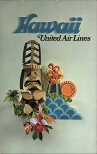 Hawaii United Airlines Indigenous Statue Culture Vintage Postcard