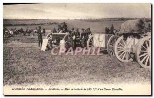 Postcard Old Army Artillery Set 155mm battery & # 39un gun Rimailho