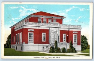Tonkawa Oklahoma Postcard Masonic Temple Exterior Building 1920 Vintage Antique