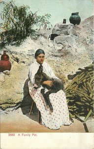 Postcard C-1910 Mexico Woman pet burro Adolph Selige 23-9608