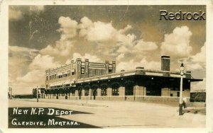 Railroad, MT, Glendive, Montana, Northern Pacific  Depot, RPPC