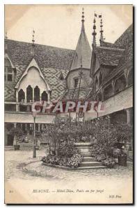 Old Postcard Beaune Hotel Dieu Well wrought iron