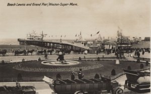 Classic Limousine Saloon Old Car at Weston Super Mare Somerset Postcard