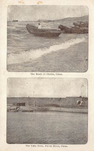 LPD70 Postcard: China,  Beach at Chefoo, Taku Forts, Pei-Ho River