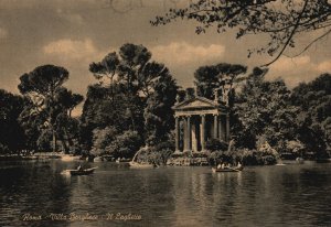 Vintage Postcard Roma Laghetto Di Villa Borghese Italy