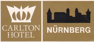 Germany Nuernberg Carlton Hotel Vintage Luggage Label sk2562