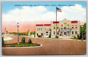 Springfield Missouri~American Legion & Benton Avenue Viaduct~Vintage Linen Postc