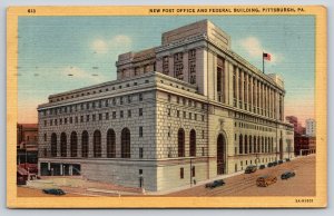 Pittsburgh PA~Air View New Post Office & Federal Bldg~Vintage Linen Postcard