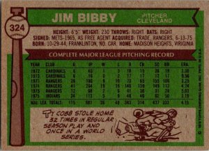1976 Topps Baseball Card Jim Bibby Celveland Indians sk13476