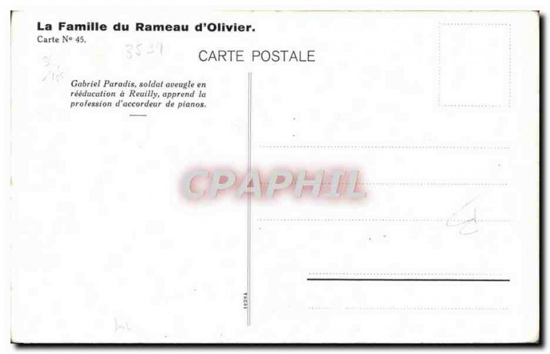 Postcard Old Soldier Gabriel Paradis blind reeducation has Reuilly