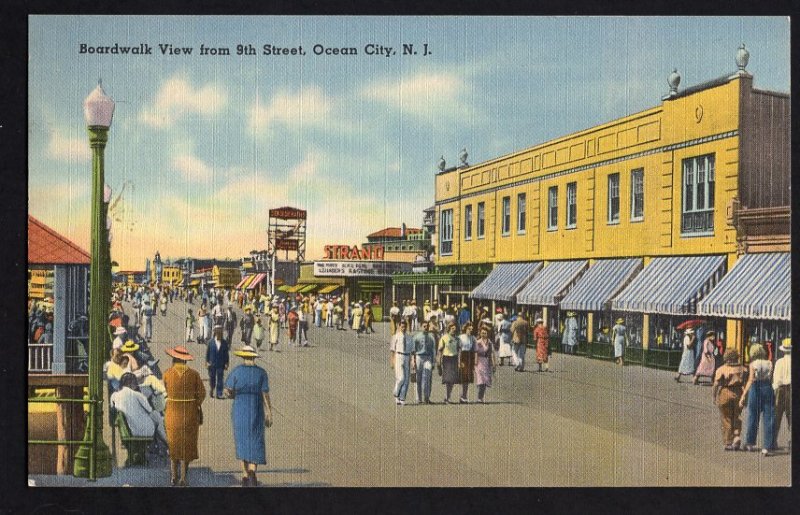 New Jersey OCEAN CITY Boardwalk View from 9th Street LINEN