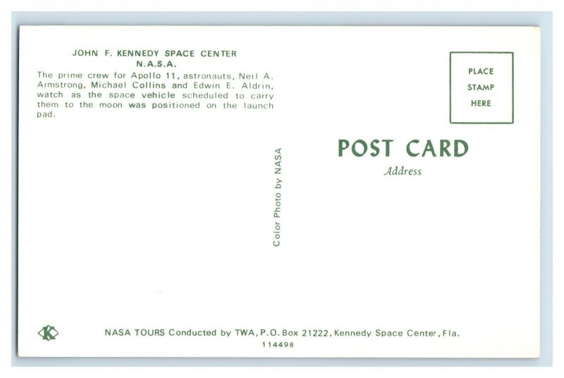 Apollo 11 Crew Armstrong Collins Aldrin at Kennedy Space Center Postcard P218