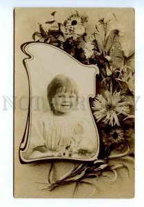 499375 RUSSIA Girl in Flowers ART NOUVEAU Collage Vintage REAL PHOTO postcard