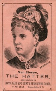 1870s-80s Van Gieson, The Hatter, Actress Marie Wainright Engraved Card F17