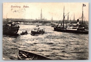1907 Hamburg Harbor Germany  Postcard Altona Postmark Omaha NE