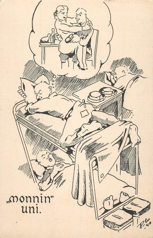 French army military humor comic caricature military soldiers sleeping dream