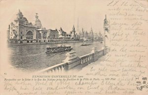 PARIS~Exposition Universelle 1900-PERSPECTIVE sur la SEINE-RUE NATIONS POSTCARD