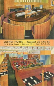 Illinois Chicago Corner House Restaurant Teich 1940s linen Postcard 22-4233