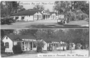 PLANTATION INN & MOTOR COURT Savannah, GA Roadside 1940s Vintage Postcard