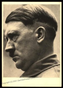 3rd Reich Germany  Adolf Hitler Portrait Propaganda Card UNUSED Manner de 105155