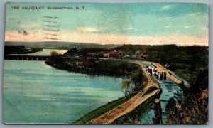 Postcard Schenectady New York c1908 The Aqueduct to Linden NJ CDS Flag Cancel