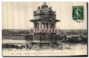Postcard Old Tours and panoramic view of Campanile of the Cathedral Tours