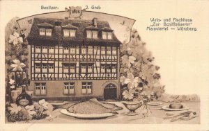 WURZBURG WERZBURG GERMANY~WEIN FISCHHAUS-ZUR SCHIFFBAUERIN ARTIST POSTCARD