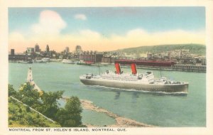 Montreal Canada  from St Helen's island, Ship WB Postcard Unused