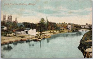 York England From The Railway Bridge Lake Buildings Postcard