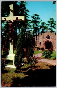 Vtg St Bernard Alabama AL Crucific & Mortuary Chapel in Abbey Cemetery Postcard