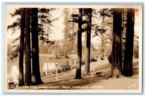 c1940's Under The Firs Laurelhurst Park Portland Oregon OR RPPC Photo Postcard