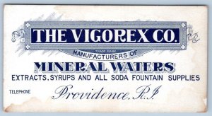 1890's PROVIDENCE RI VIGOREX CO MINERAL WATERS EXTRACTS SYRUPS SODA FOUNTAIN SUP