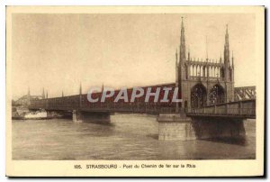 Old Postcard Strasbourg Railway Bridge over the Rhine