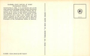 MONTGOMERY, AL Alabama  STATE CAPITOL~Lighted Night View c1960's Chrome Postcard