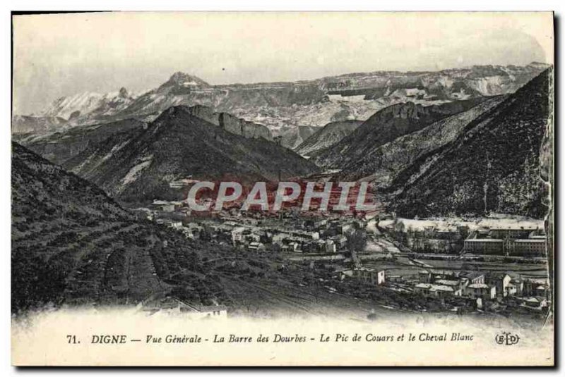 Old Postcard Digne Vue Generale La Barre Des Dourbes's Peak Couars And Le Che...